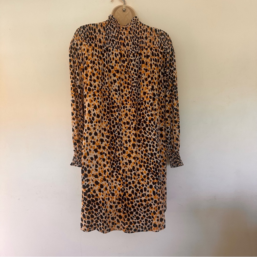 Ann Taylor Leopard Mock Turtleneck Long Sleeve Swing Dress XS extra small Petite - Picture 2 of 9
